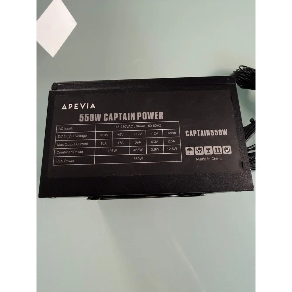 Apevia 550W Power Supply Dual 12V Rails 17A & 19A +3.3V/5V Support Untested